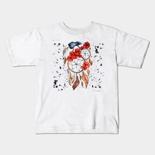 Dreamcatcher with poppies Kids T-Shirt